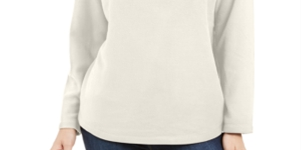 Karen Scott Women's Microfleece Top Eggshell Size Petite L