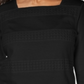 Karen Scott Women's Lace Square Neck 3/4 Sleeve Top Black Size Petite S/M