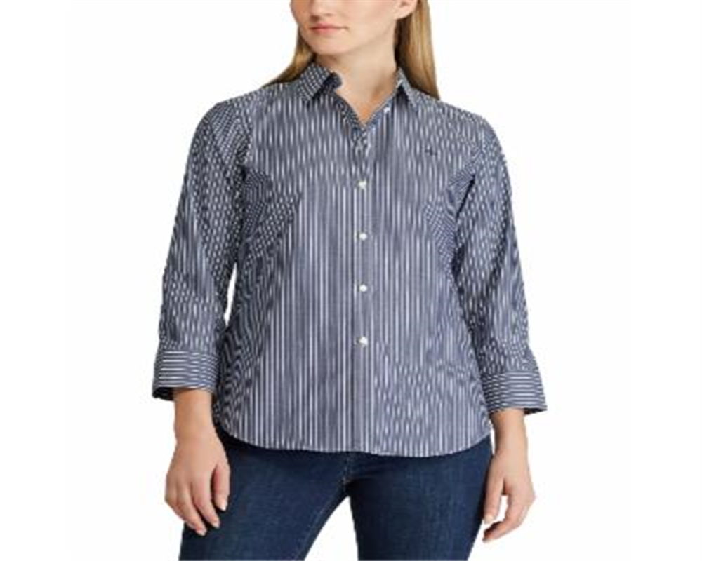 Ralph Lauren Women's Elbow Length Sleeve Shirt Blue Size Petite L