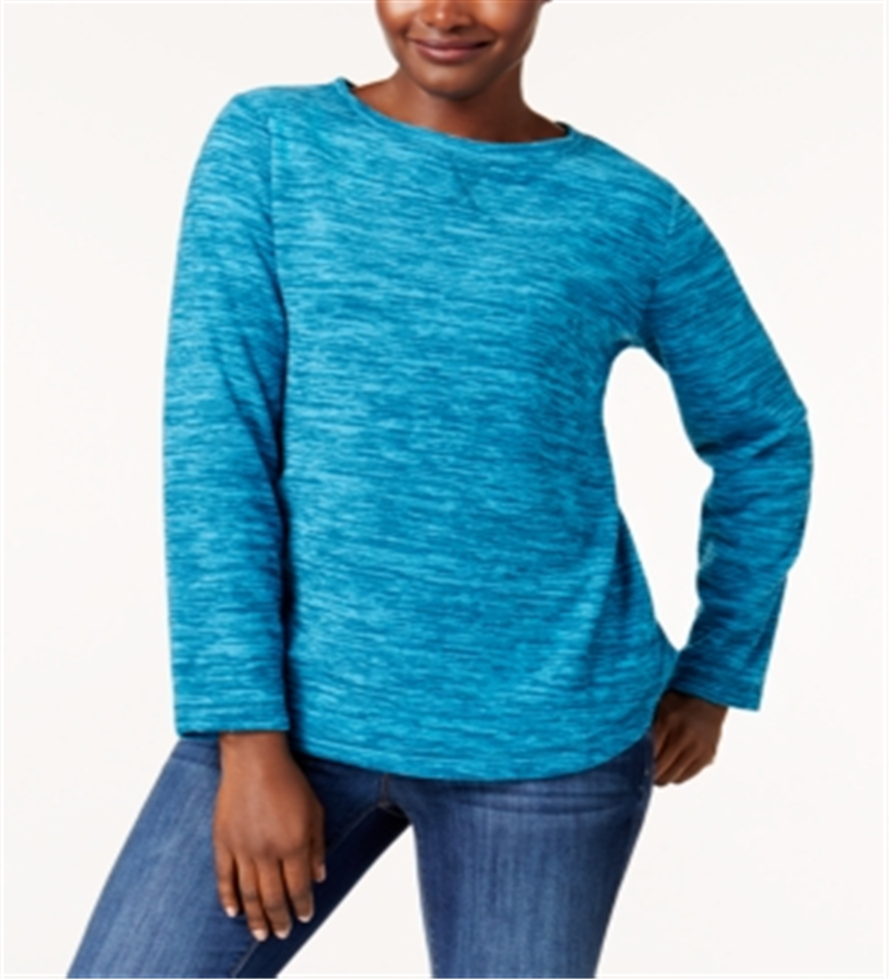 Karen Scott Women's Marled Sweatshirt Teal  Size Petite XL