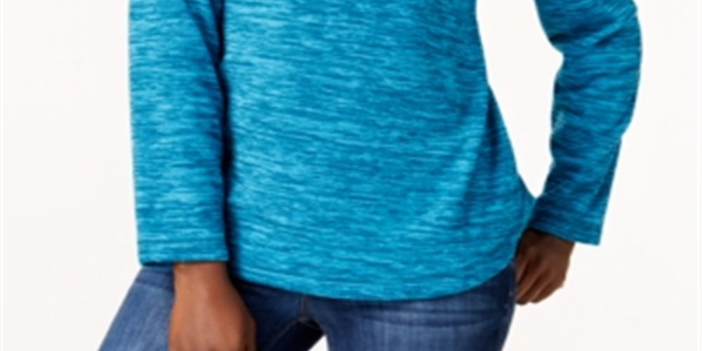 Karen Scott Women's Marled Sweatshirt Teal  Size Petite XL