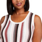 INC International Concepts Women's Plus Striped Side Twist Sweater Pink Size -0X
