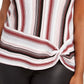 INC International Concepts Women's Plus Striped Side Twist Sweater Pink Size -0X