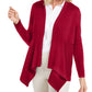 JM Collection Women's Ribbed Handkerchief Hem Cardigan Red Size Small