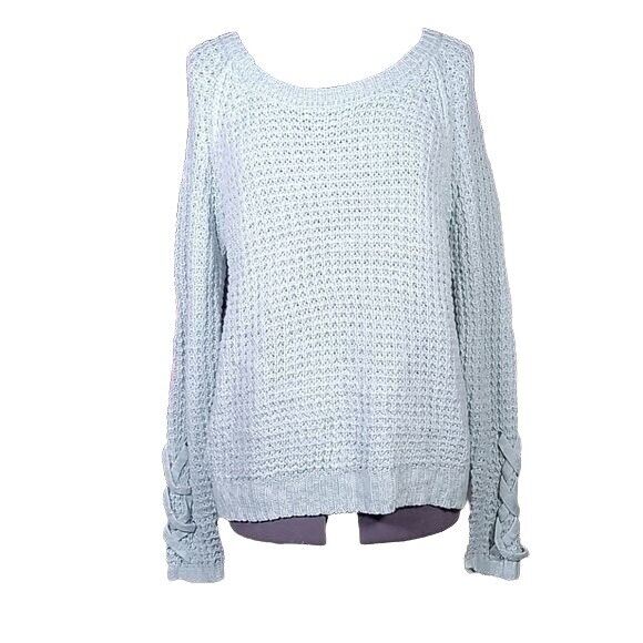 American Rag Junior's Marled Open Back Sweater Blue Size Large