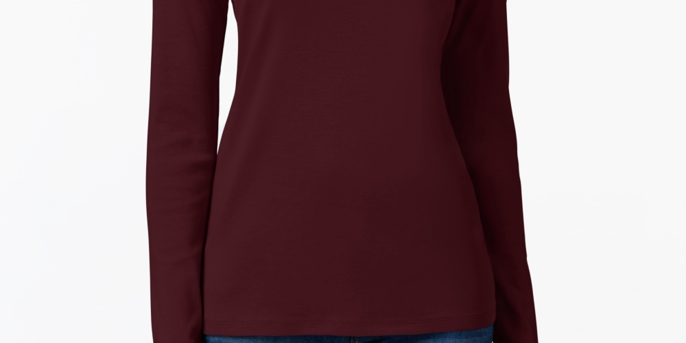 Charter Club Women's Pima Cotton Long Sleeve Top Red Size XX-Large