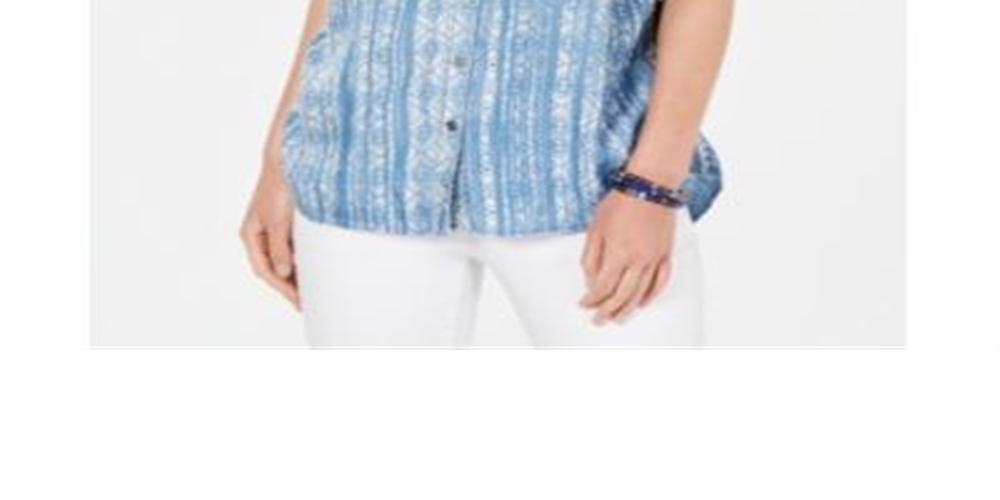 Style & Co Women's Cinched Side Sleeveless Top Blue Size Petite M
