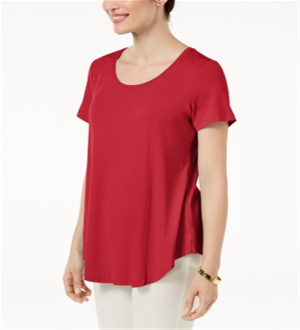 JM Collection Women's Shirttail Hem Top Pink Size Petite L