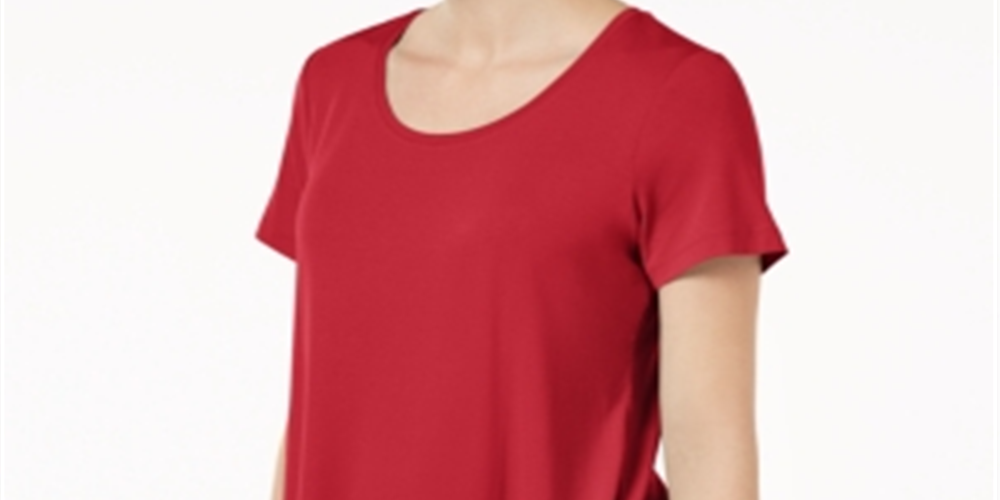 JM Collection Women's Shirttail Hem Top Pink Size Petite L