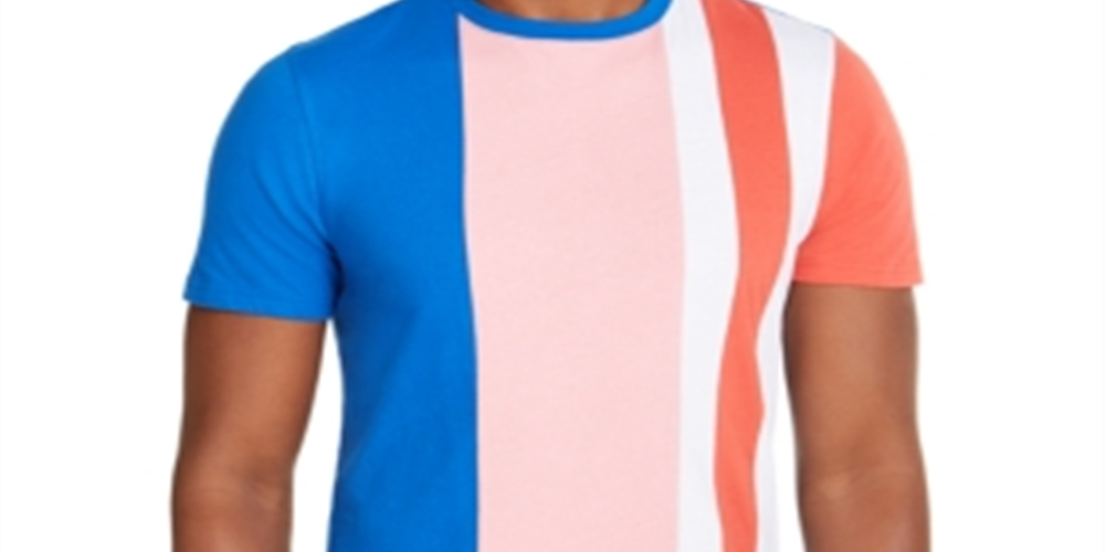 Club Room Men's Colorblocked Stripe T-Shirt Pink Sky Size S