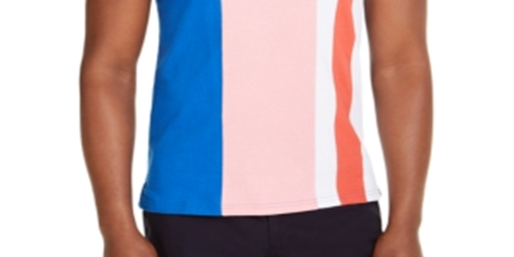 Club Room Men's Colorblocked Stripe T-Shirt Pink Sky Size S
