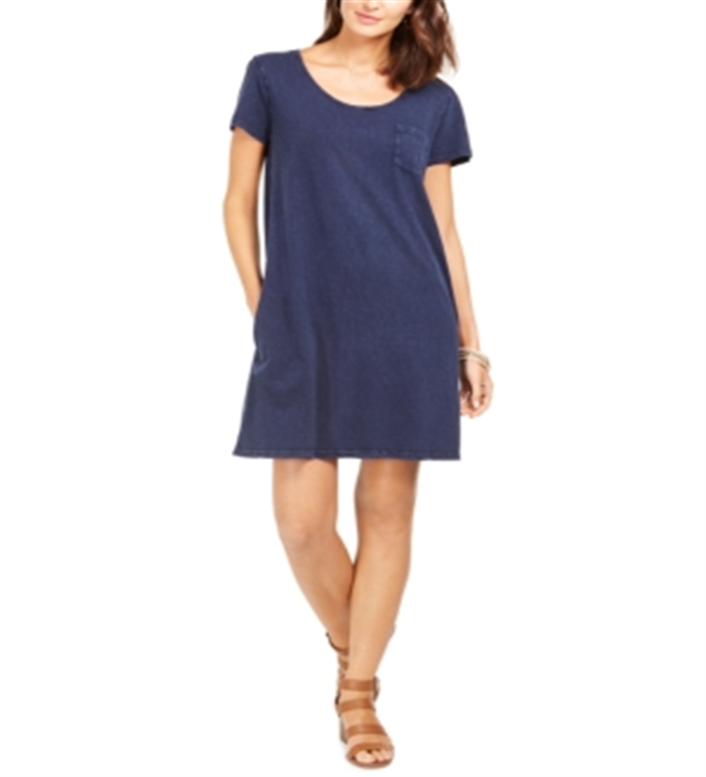 Style & Co Women's One Pocket T-Shirt Dress Blue Size Small