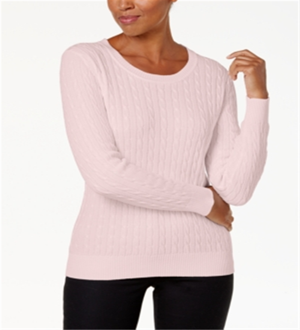 Karen Scott Women's Cotton Cable Knit Sweater Blush Size Petite XL