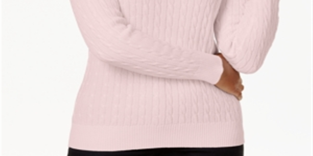 Karen Scott Women's Cotton Cable Knit Sweater Blush Size Petite XL
