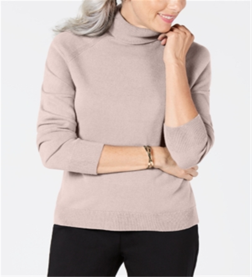 Karen Scott Women's Luxsoft Turtleneck Sweater Pink Size -Petite XL