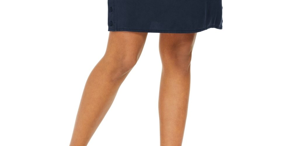 Style & Co Women's Drawstring Tencel Skort Blue Size Medium
