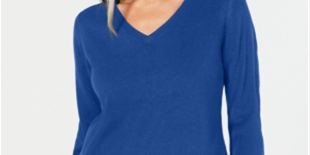 Karen Scott Women's V Neck Sweater Blue Size Petite X-Large