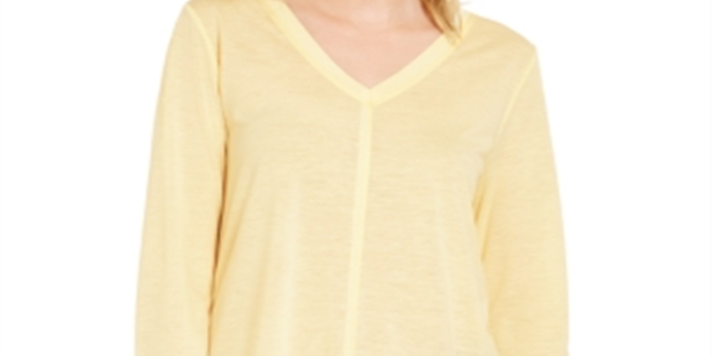 Style & Co Women's Seam Detail High Low Top Yellow Size XX-Large