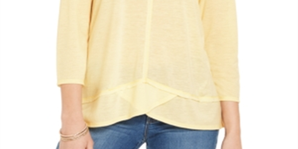 Style & Co Women's Seam Detail High Low Top Yellow Size XX-Large