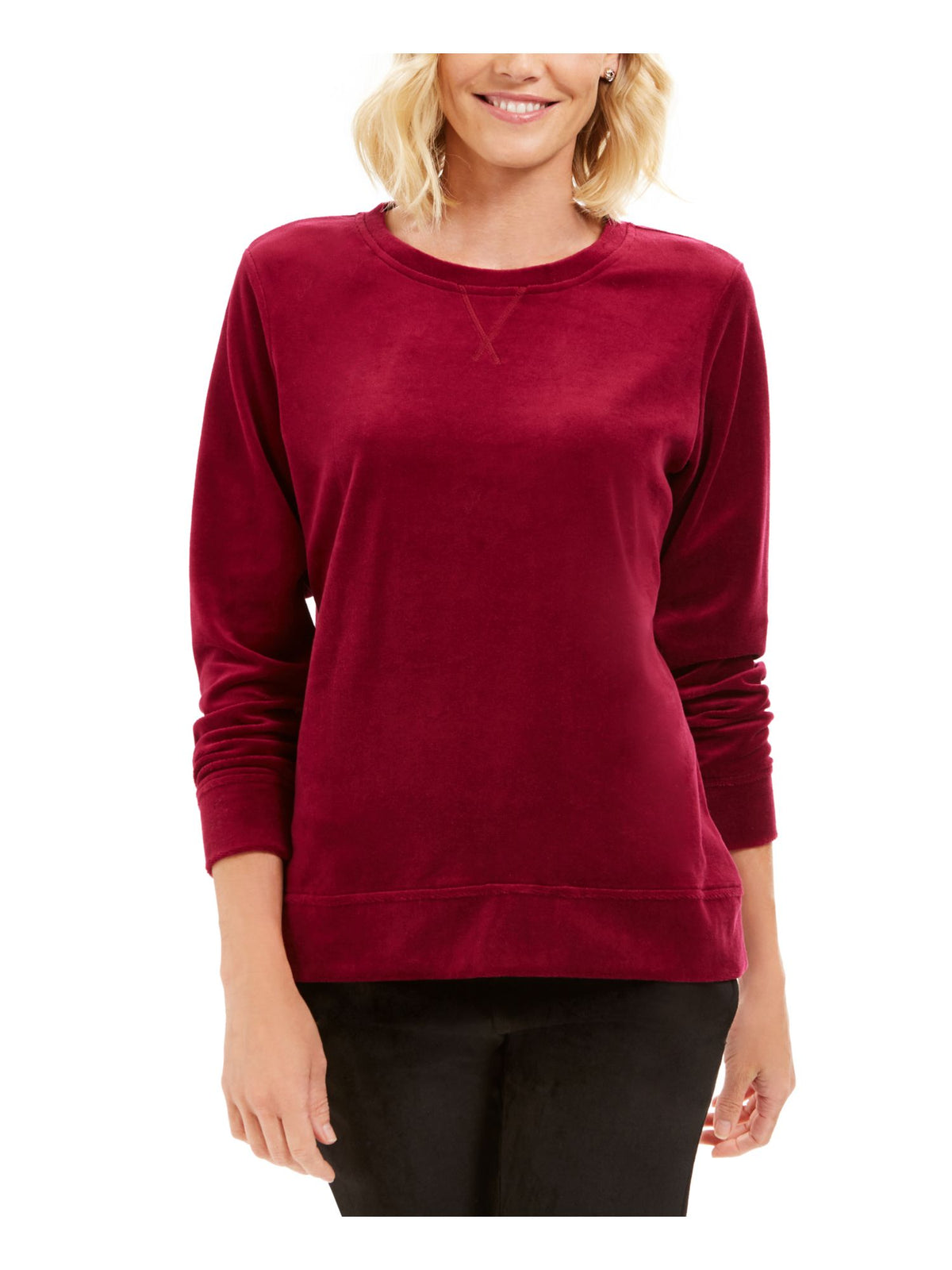 Karen Scott Women's Sport Velour Sweatshirt Purple Size Large