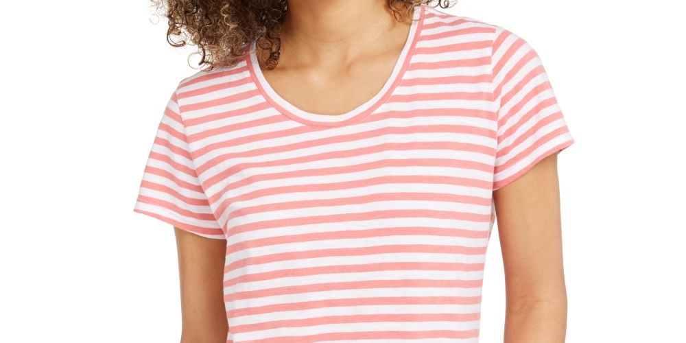Style & Co Women's Striped Tee Red Size Small