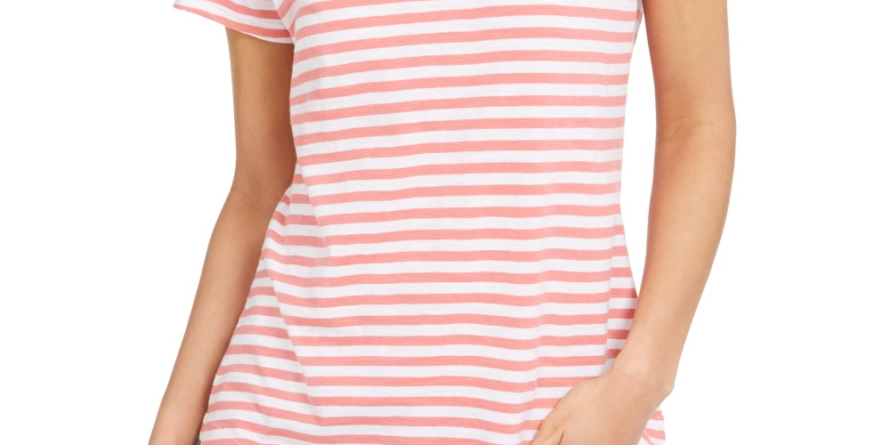 Style & Co Women's Striped Tee Red Size Small