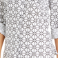 Charter Club Women's Printed Tab Sleeve Shirt White Size X-Large