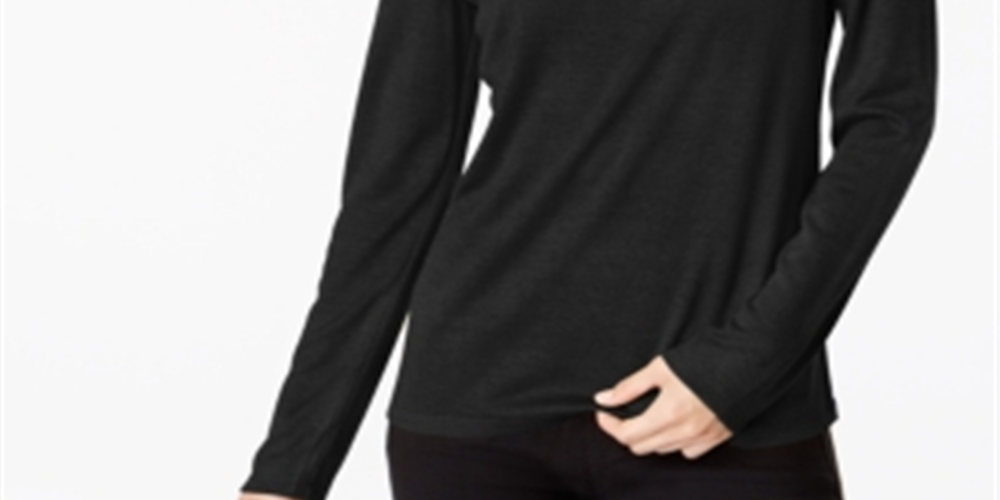 INC International Concepts Women's Ribbon Laced Sweatshirt Black Size Petite S/M