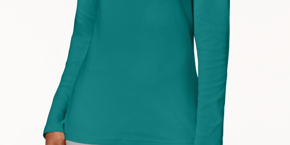 Karen Scott Women's Cotton Mock-Neck Top Dark Blue Size XX Large