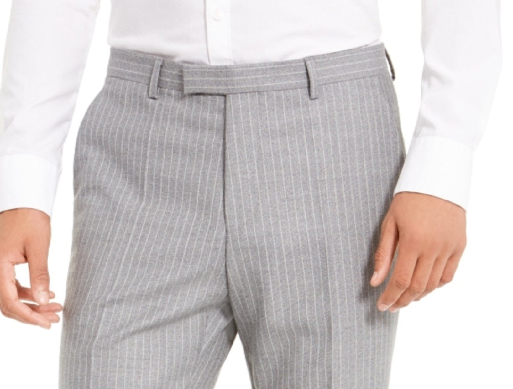 HUGO Men's Slim-Fit Medium Gray Stripe Suit Pants Gray Size 34