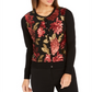 Charter Club Women's Sequin Embroidered Cardigan Black Multi Floral Size Petite S