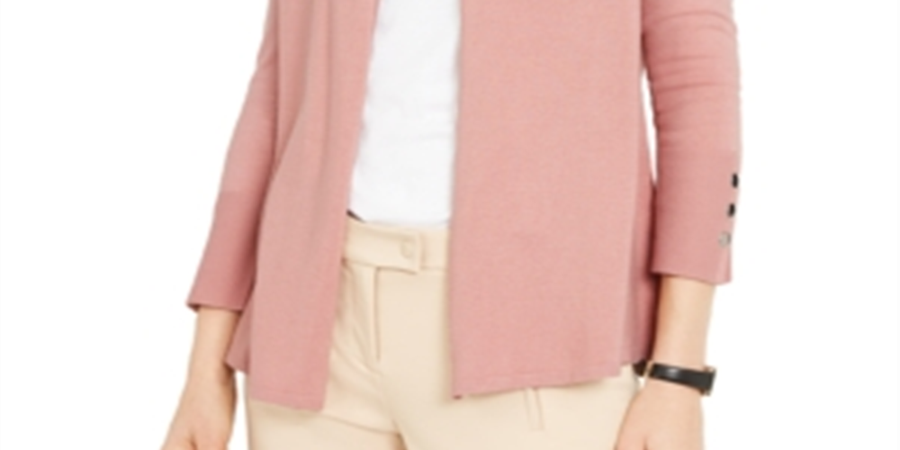 Alfani Women's Snap Sleeve Cardigan Pink Size Petite L
