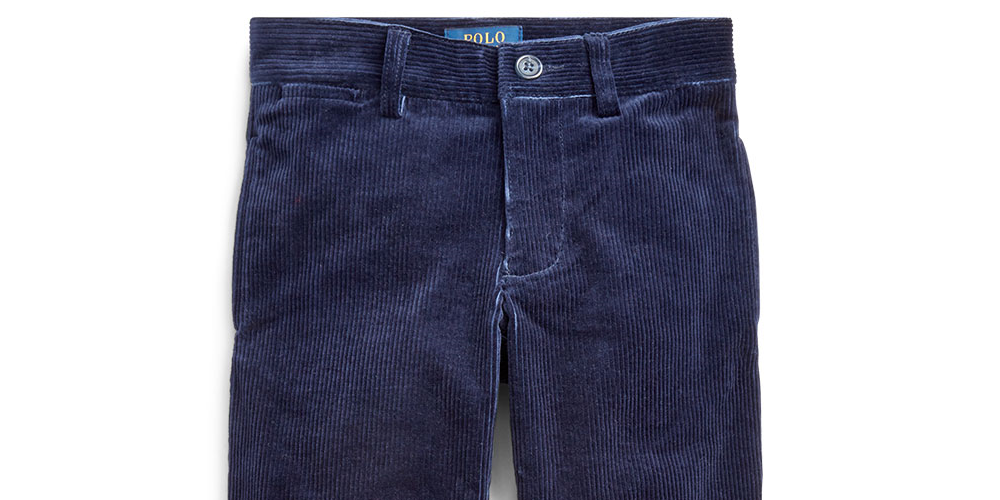 Ralph Lauren Boy's Slim Fit Stretch Corduroy Pants Blue Size 2T
