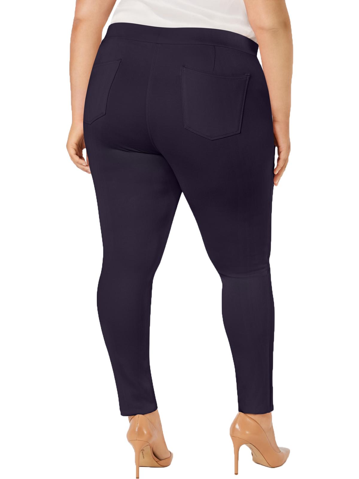 Style & Co Women's Plus Solid Seamfront Pants Navy  Size 14W