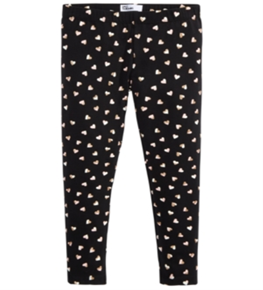 Epic Threads Toddler Girl's Metallic Heart Print Leggings Black Size 4T