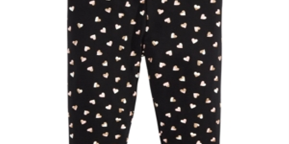 Epic Threads Toddler Girl's Metallic Heart Print Leggings Black Size 4T