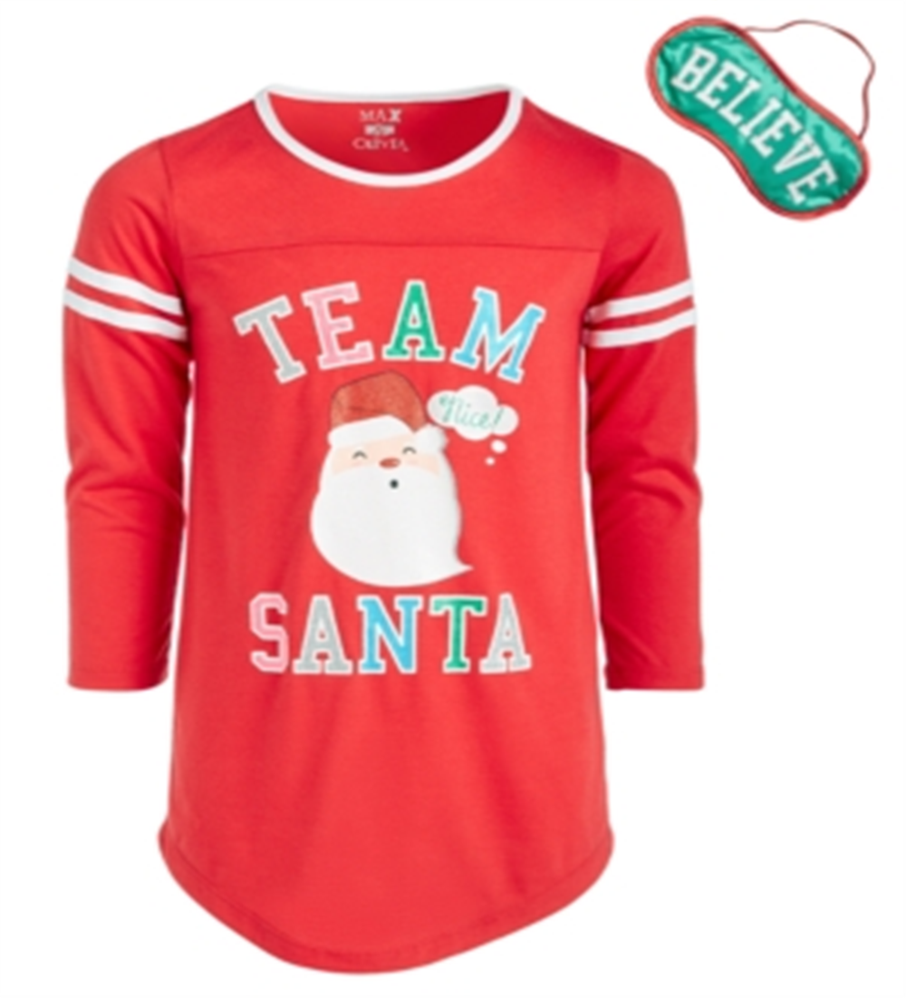 Max & Olivia Big Girl's Team Santa Nightgown Red Size S