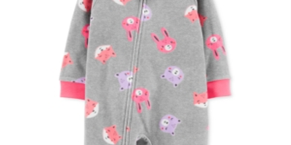 Carter's Girl's Print Animal Fleece Footie Gray Size 24MOS