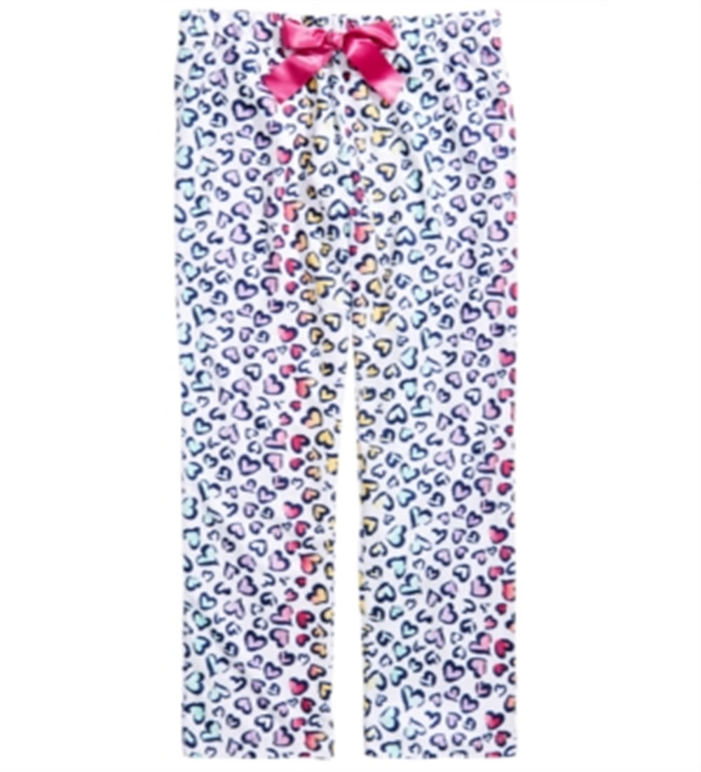 Max & Olivia Little & Big Girl's Heart Print Pajama Pants White Size M