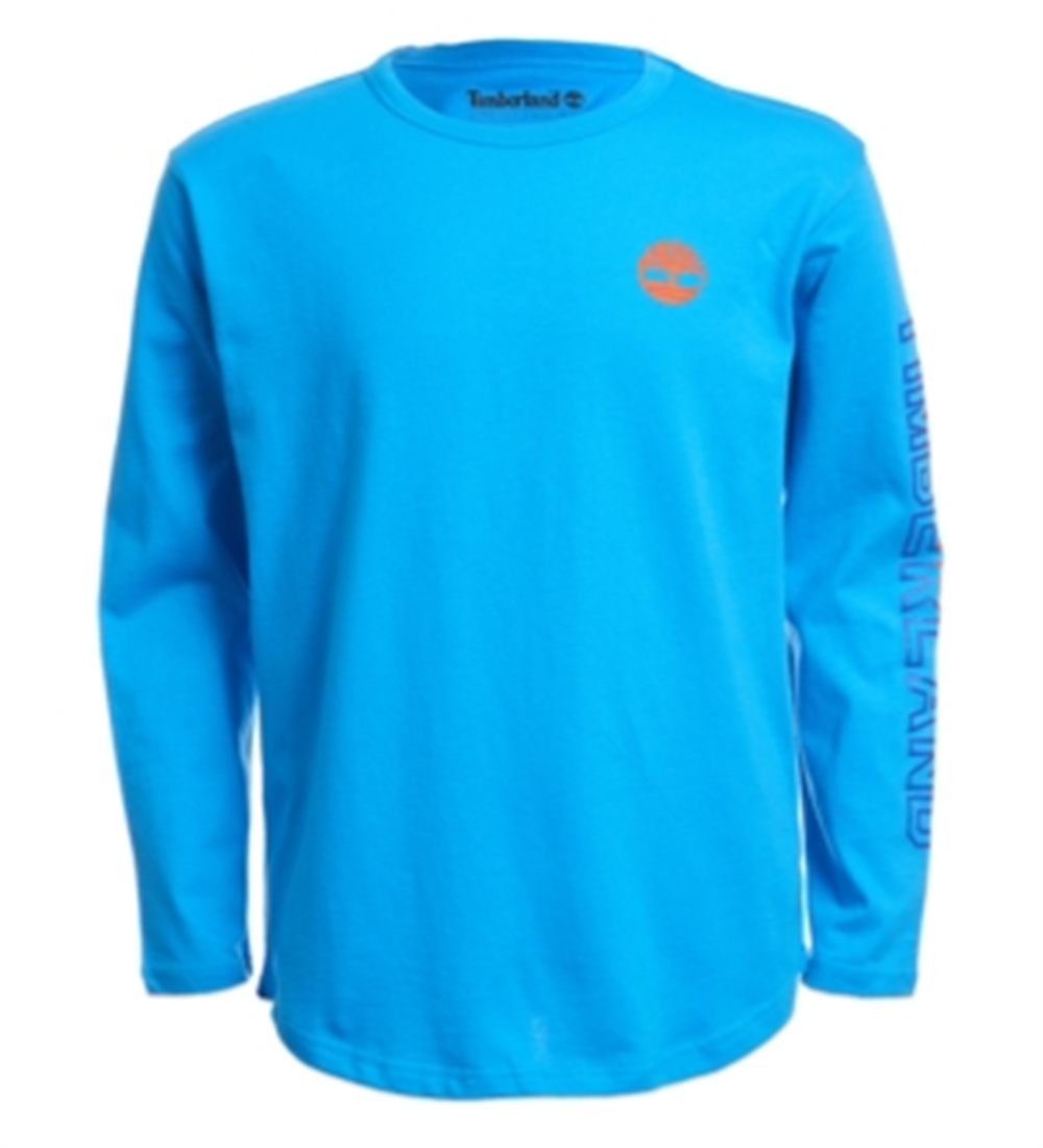 Timberland Boy's Tree Accent Logo Sleeve Bill Long Sleeve Tee Blue Size M