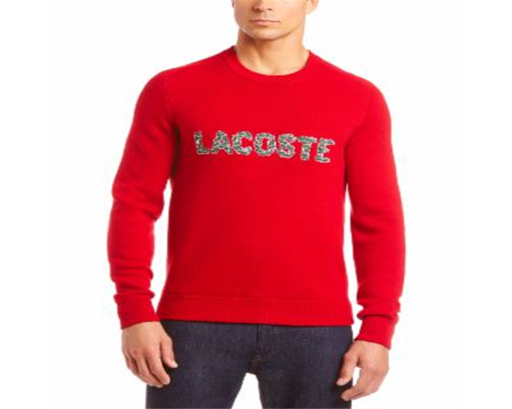 Lacoste Men's Croco Magic Embroidery Wool Blend Sweater Red Size -3/S