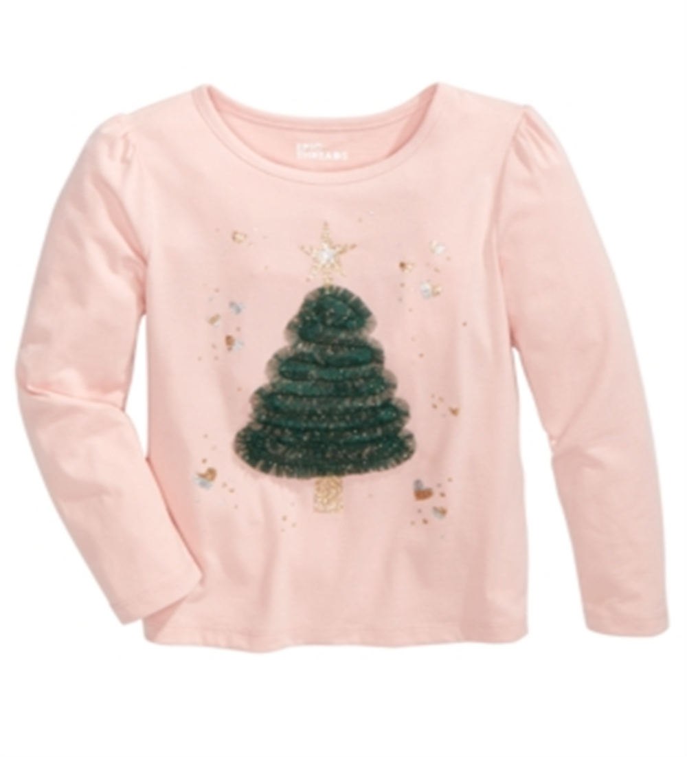 Epic Threads Little Girl's Holiday Tree T-Shirt Pink Size 6