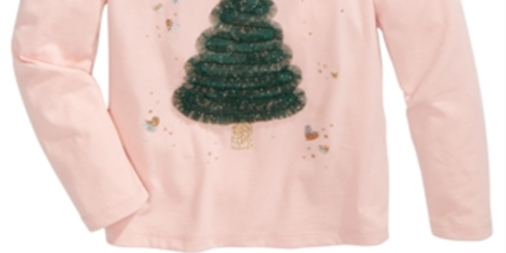 Epic Threads Little Girl's Holiday Tree T-Shirt Pink Size 6
