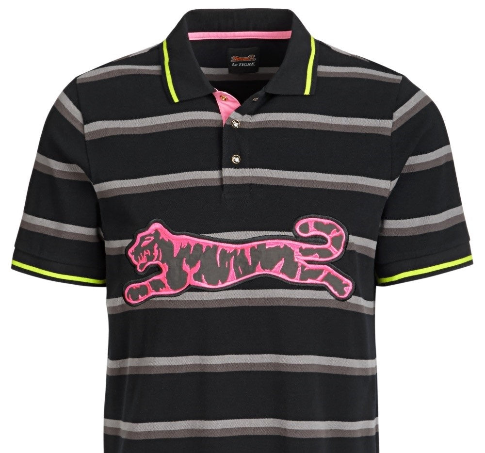 Le Tigre Men's Ellison Logo Polo Shirt Pink Size Medium