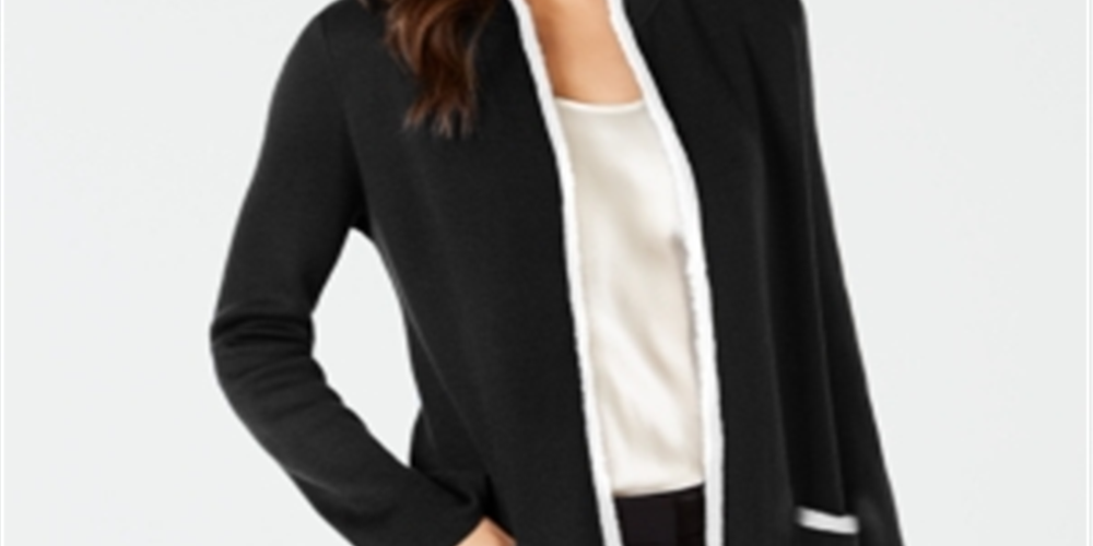 Alfani Women's Open Cardigan Sweater Black Size Petite X-Large