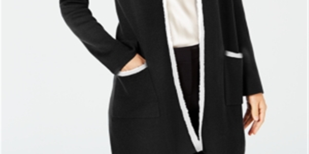 Alfani Women's Open Cardigan Sweater Black Size Petite X-Large