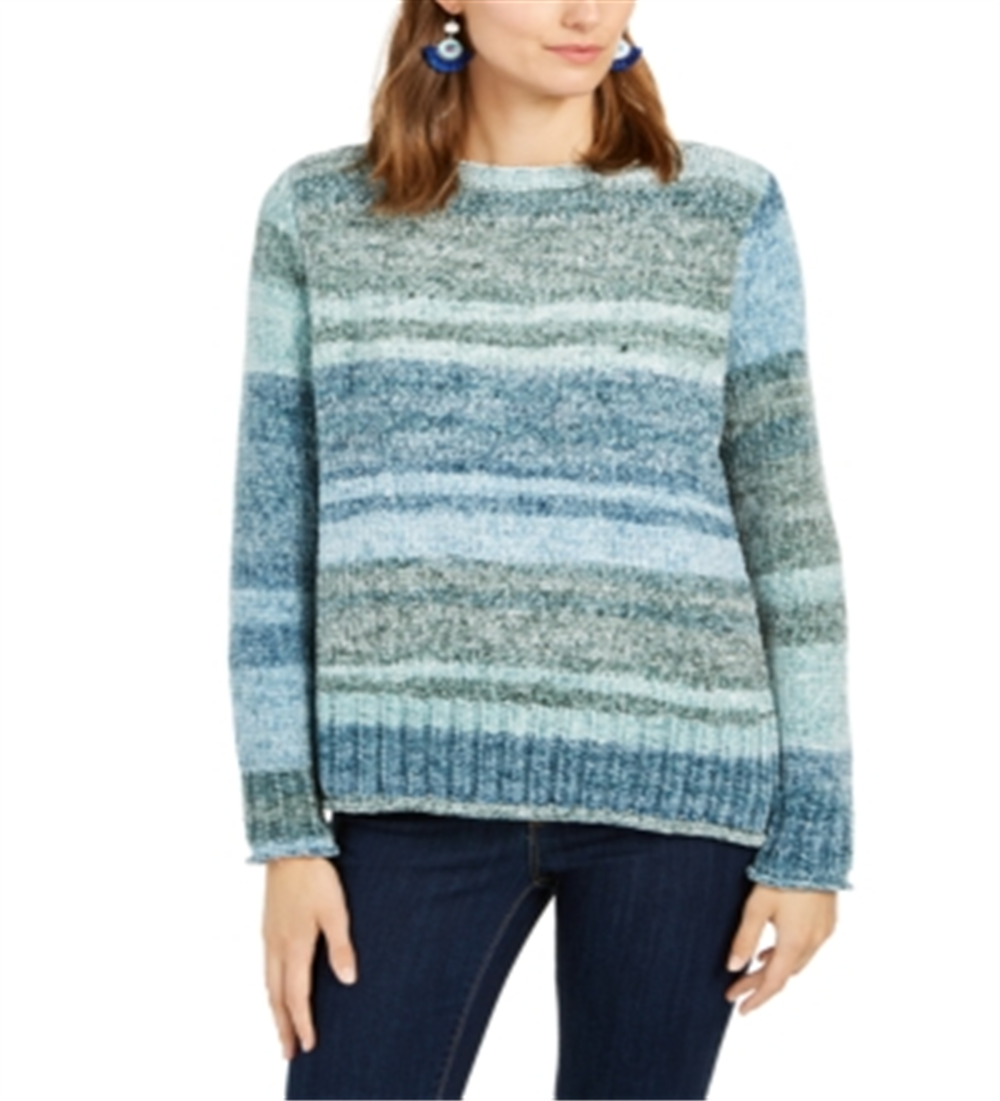 Style & Co Women's Crewneck Chenille Sweater Green Size Petit XL