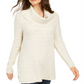 Style & Co Women's Metallic Striped Turtleneck Sweater Brown Size Petite