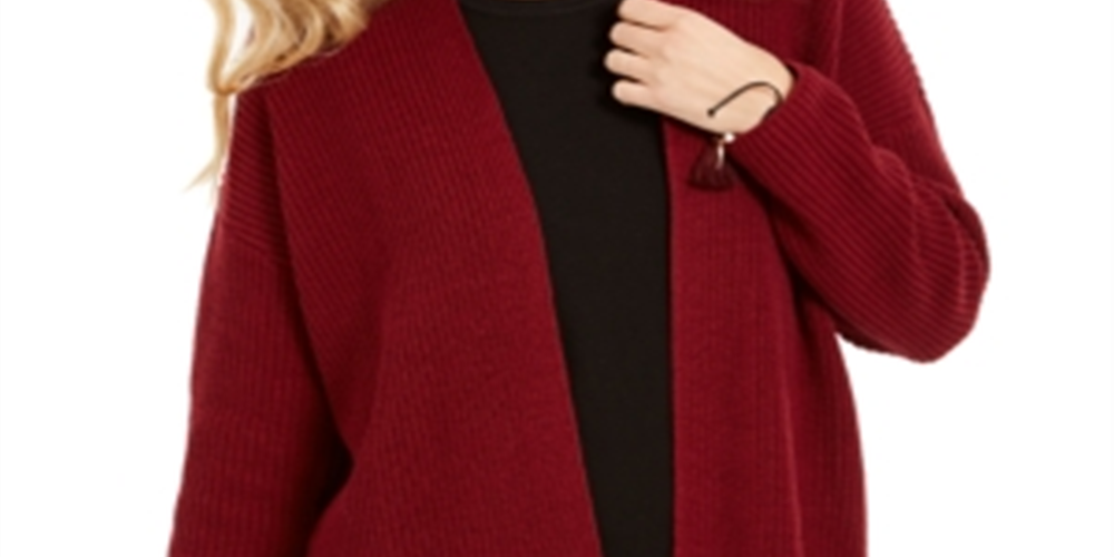 Style & Co Women's Button Side Oversized Cardigan Red Size Medium