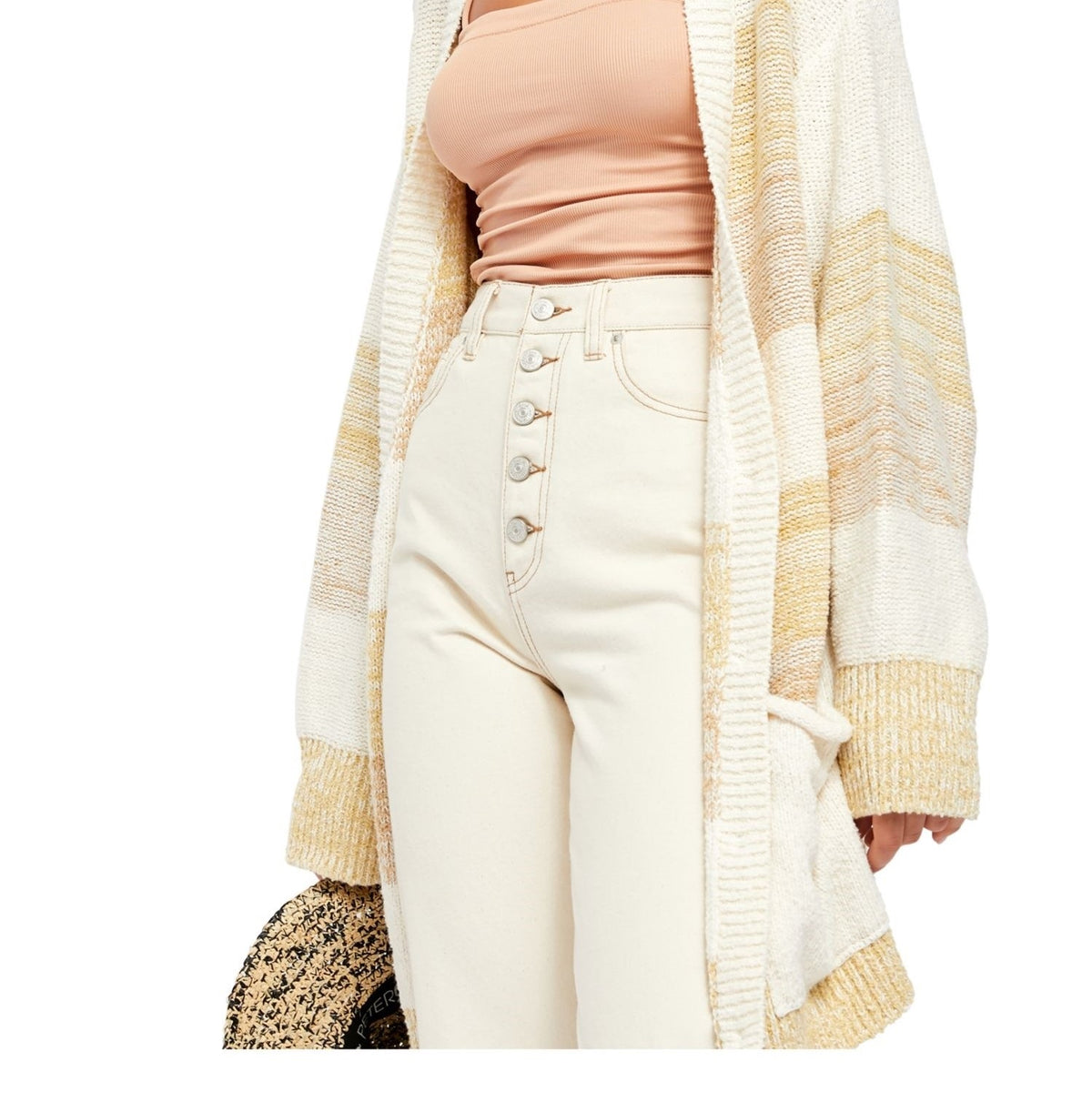 Free People Women's Southport Beach Cardigan Beige Size X-Large